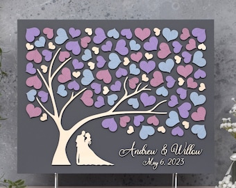 Guest book alternative tree 3D LOVE TREE Wedding guest book Custom Unique guestbook hearts leaves Rustic wedding Tree of life Wedding Gift
