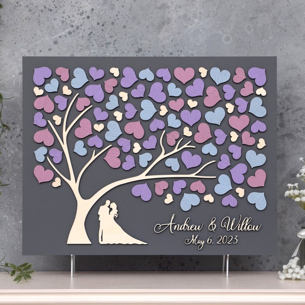 Guest book alternative tree 3D LOVE TREE Wedding guest book Custom Unique guestbook hearts leaves Rustic wedding Tree of life Wedding Gift