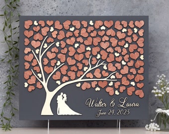 3D TREE of life Wedding guest book alternative tree wood Custom unique guest book hearts leaves Rustic wedding Rustic wooden tree of love
