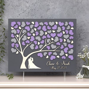Alternative wedding Guest book 3D LOVE TREE Purple Wedding Guestbook alternative tree wood Custom Rustic unique guestbook Wedding Gift