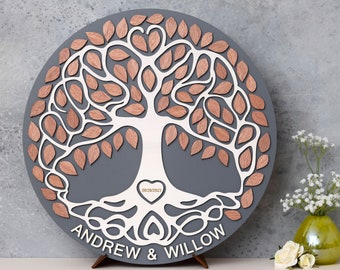 3D Celtic Round Tree Guest Book Alternative Wedding Love Tree Custom Tree Wooden guestbook Rustic guest book Tree of life Wedding Gift