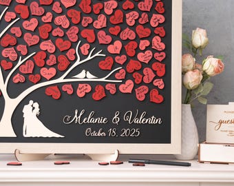 MAGNETIC Personalized Wedding Guest Book Alternative - Custom 3D Wedding Tree with Red Hearts – The Wedding Tree - Wedding Keepsake