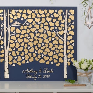 Gold Birch Guest Book GOLD Guest Book Alternative Guest Book Ideas, Rustic Guestbook Sign Wood Guest Book, Personalized Gift