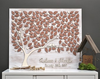 3D CUSTOM Wedding guest book alternative tree wood Love Tree Custom unique guest book leaves Rustic wedding Rustic  wooden tree Tree of life