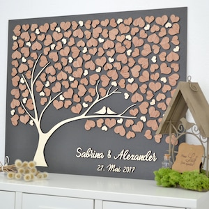 3D LOVE TREE Wedding guest book alternative tree wood Custom unique guest book hearts leaves Rustic wedding Rustic wooden tree Tree of life image 3