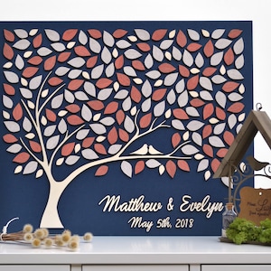 3D CUSTOM Alternative Wedding guest book Love Tree Customizable unique guestbook CORAL leaves Rustic wedding Rustic  wooden Tree of life