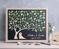 MAGNETIC Wedding Guest Book Tree of Life alternative with green leaves Personalized guestbook with 3D wooden pieces for custom wedding theme product logo