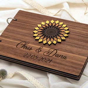 GIRASOLE Scrapbook Libro degli ospiti per matrimonio Libro degli ospiti personalizzato Libro degli ospiti rustico Libro degli ospiti in legno regalo di nozze libro moderno