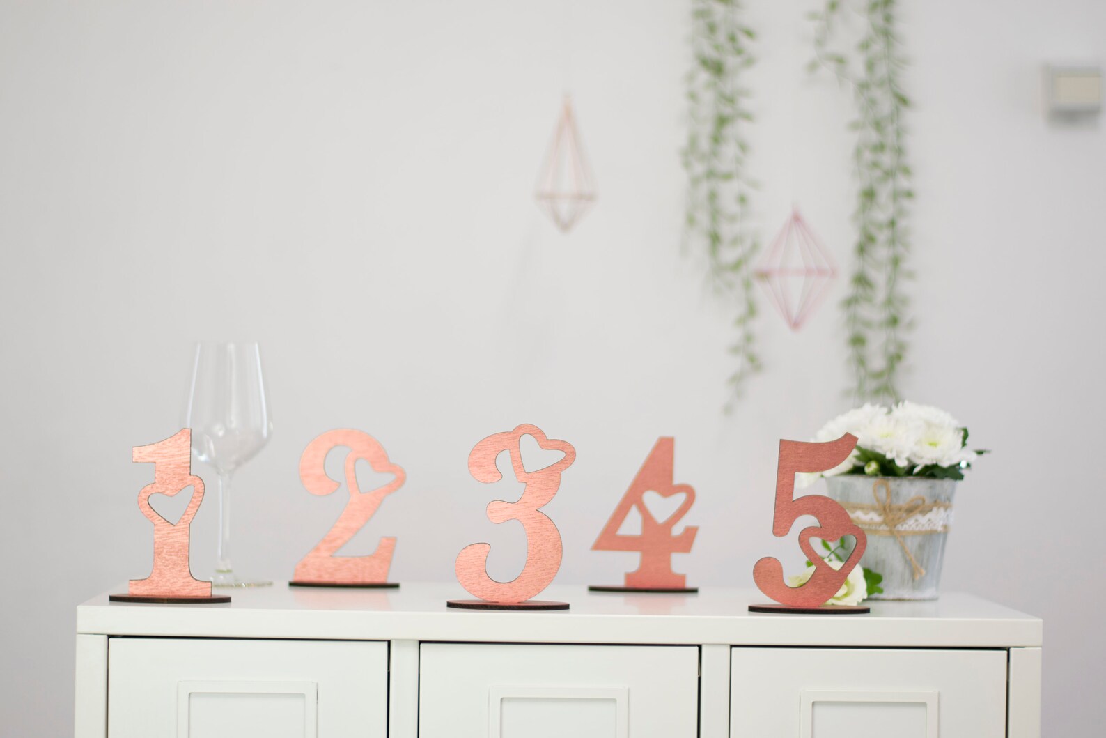 ROSE GOLD Table Numbers Wooden Table Numbers Custom Table | Etsy