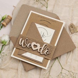 Rustic Country Wedding Invitations with envelopes and rsvp cards - Vintage boho wedding invitations - Personalized Wedding Invitation Set