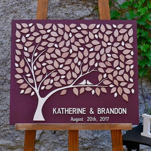3D Wedding guest book alternative tree wood Custom unique guest book leaves leaves Rustic wedding Rustic autumn fall wooden Tree of life