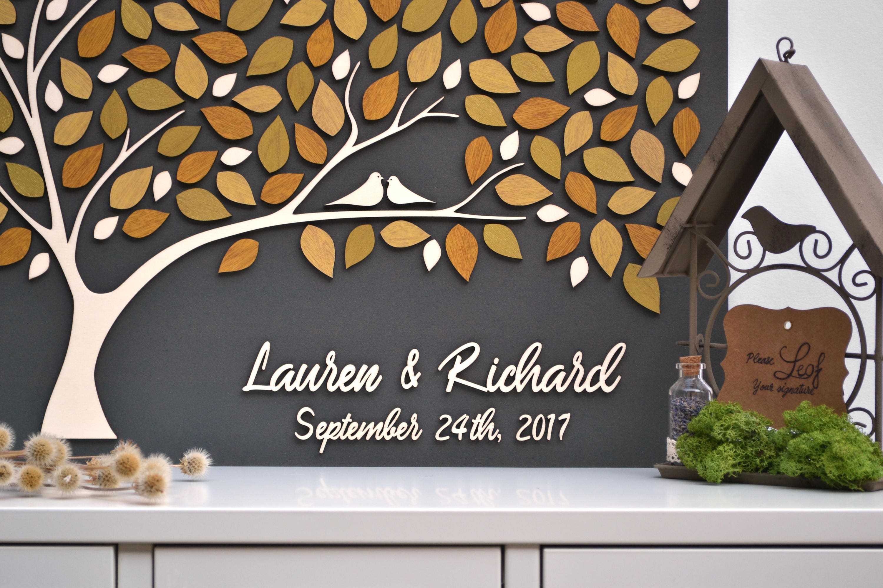 3D Custom Alternative Wedding guest book Love Tree