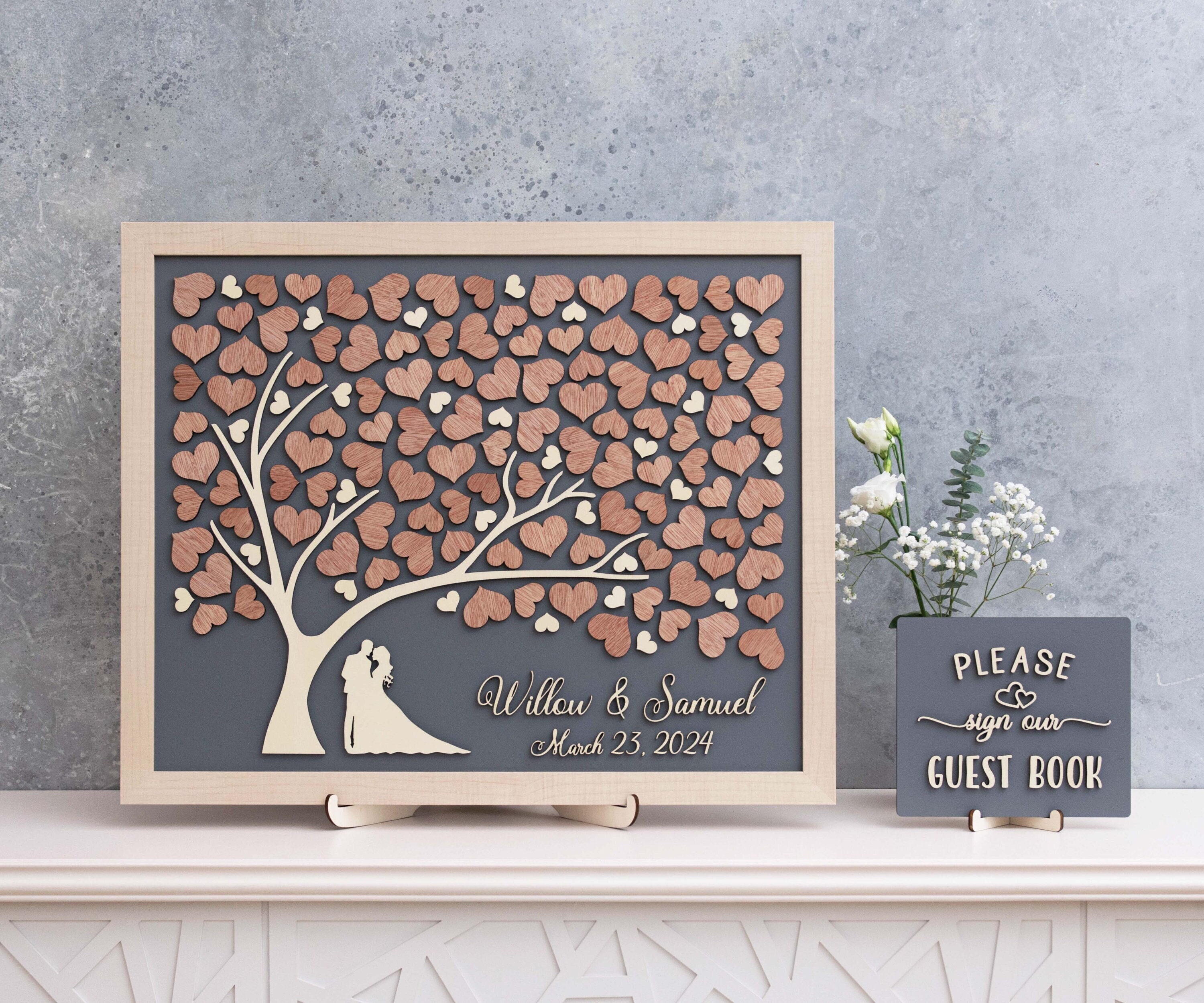 Wedding Guest Book 3D Love Tree Custom Rustic Sign Wedding Guest Book 3D Love Tree Custom Rustic Sign