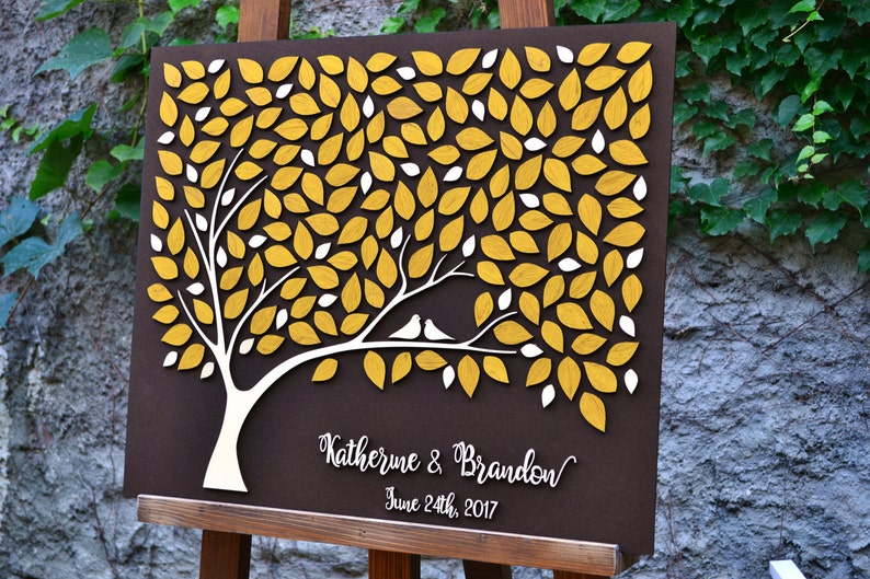 3D Wedding guest book alternative tree wood Custom unique guest book leaves Rustic wedding Rustic guest book wooden tree Tree of life Gift