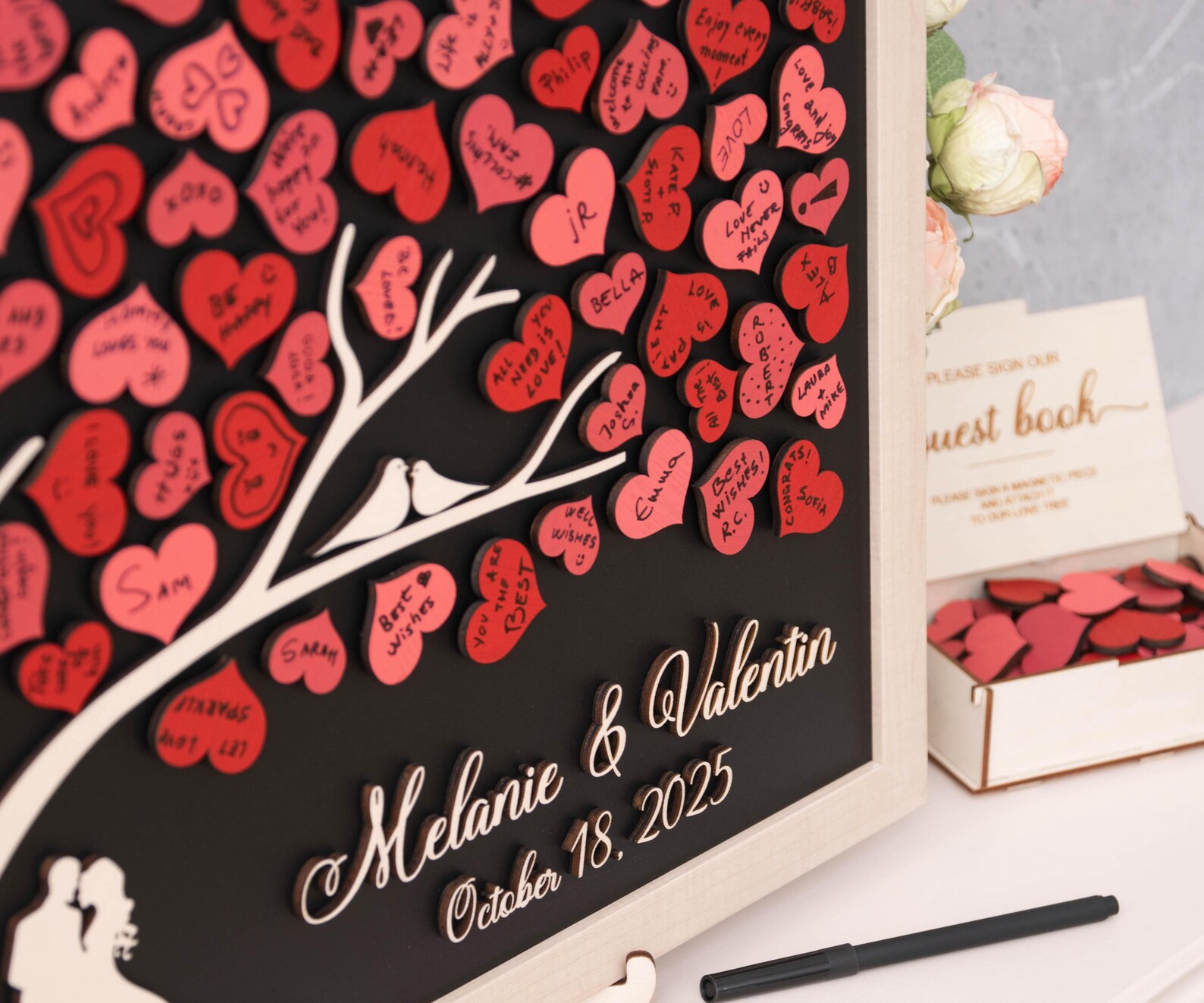 Red Heart Magnetic Guest Book Tree, Interactive Guest Signing Tree for ...