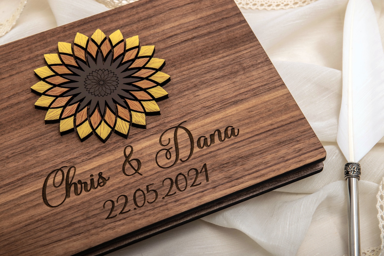 SUNFLOWER Scrapbook Wedding Guest Book Custom guest book | Etsy