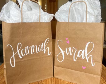 Hand Lettered Kraft Gift Bag: Custom Bachelorette Party Favor