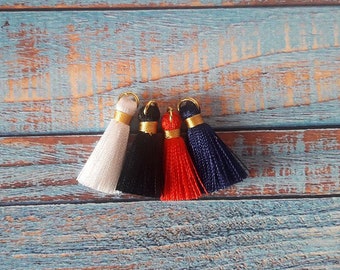 1 inch Colorful tassels 10 pcs with gold, Mini tassels, Tiny tassels, Short boho tassels, Fringe Trim, Tassel charm, DIY Jewelry tassels