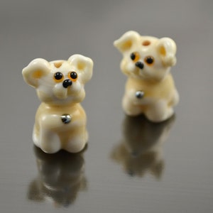 Lampwork glass dog beads,  handmade dog beads, lampwork dog, glass dog beads, the year of the dog, new 2018, miniature sculpture dog beads