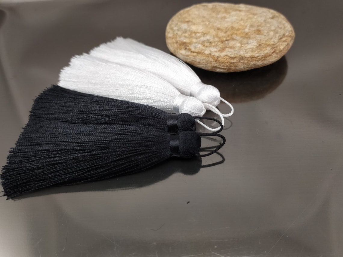 Black and White tassels for decor 3 inches tassel Silk Etsy