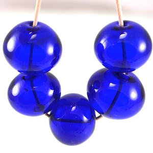 Hollow dark blue cobalt glass beads, Transparent beads, Sphere beads, Handmade lampwork, Large beads, Focal glass bead, Round glass beads