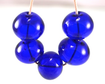 Hollow dark blue cobalt glass beads, Transparent beads, Sphere beads, Handmade lampwork, Large beads, Focal glass bead, Round glass beads