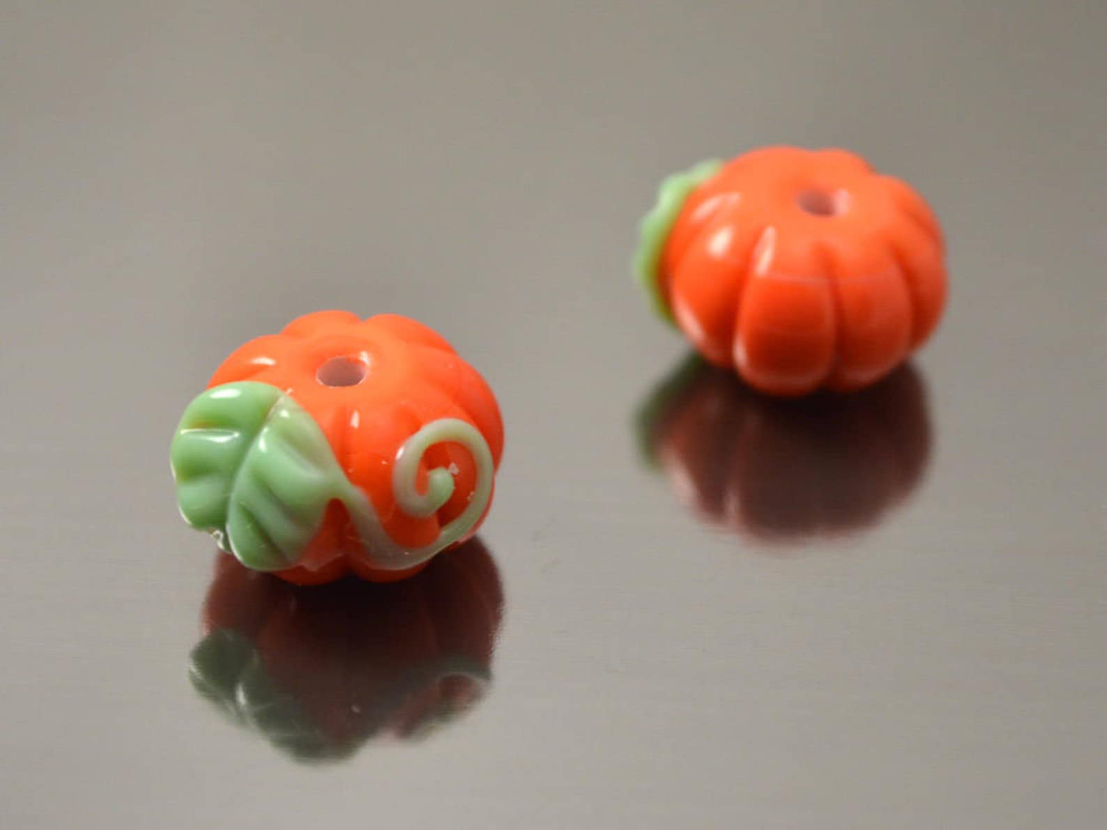Glass Pumpkin Beads Food Lampwork Halloween Gourd Beads Mini Etsy
