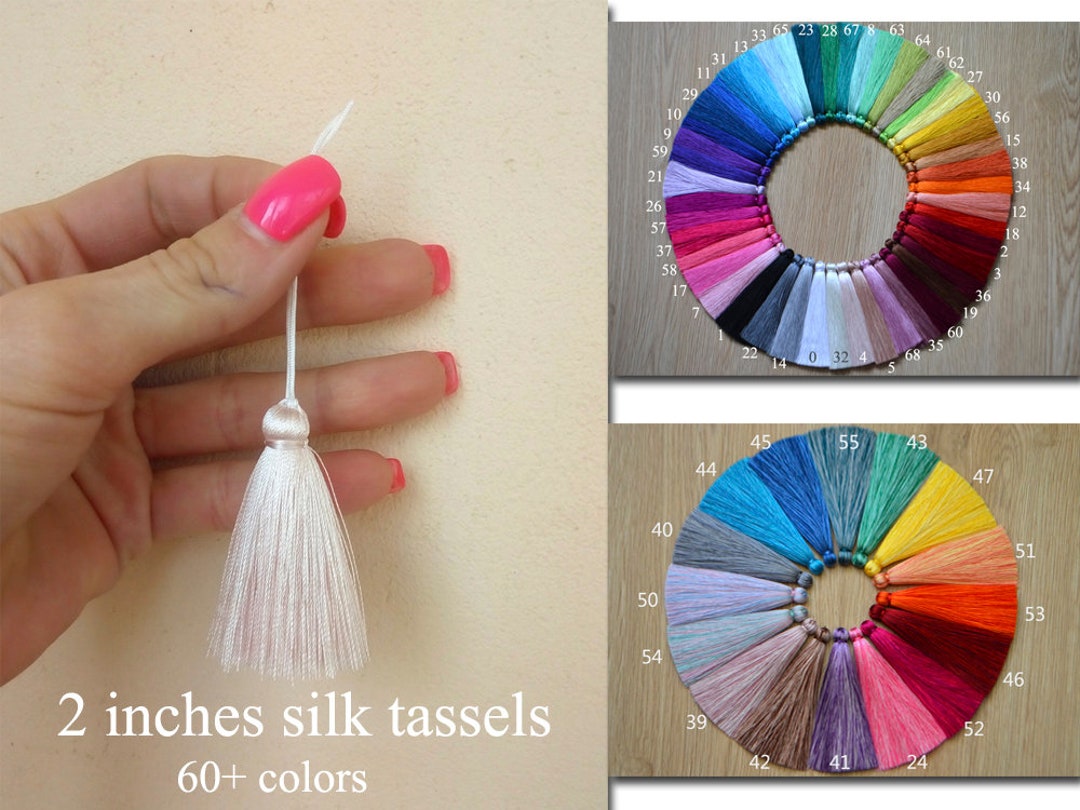 2pcs 3.14''long Silk Tassel,Mala Tassel,Quality Tassel,Silky Luxe Tassels,  Boho Tassel,Craft Supplies,Designer Jewelry Making TAS006