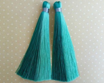 2 Colors Tassels - 4" Green Silk Tassels, Jewelry Tassels, Handmade Tassels Earrings tassel Long Tassel Luxury silk tassel Tassel decoration