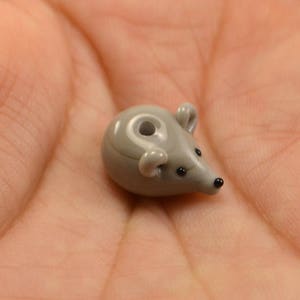 Lampwork handmade glass mouse beads grey mousy miniature animals rat сute small mouse tail beast beads gray image 6