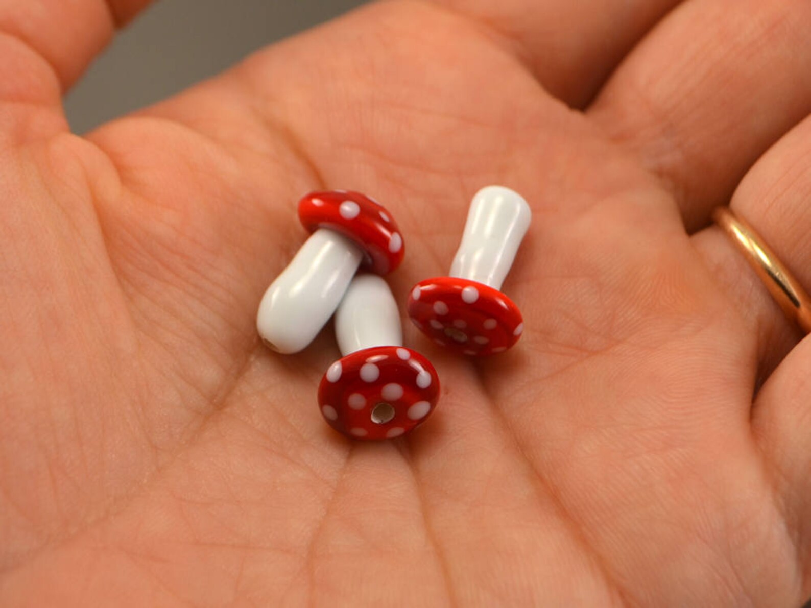 Mushroom Lampwork Beads Glass Mushrooms Mini Mushrooms Etsy