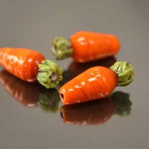 Carrot beads carrot handmade lampwork beads Glass beads, Artisan lampwork beads, vegetables beads, Lampwork carrot, miniature veggies beads