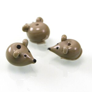 Lampwork handmade glass mouse beads grey mousy miniature animals rat сute small mouse tail beast beads gray image 8