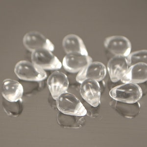25pcs Clear 4x6mm|6x9mm|5x7mm Teardrop beads, Crystal teardrop glass beads, Transparent Czech Glass Beads, Czech Teardrop beads, 03000