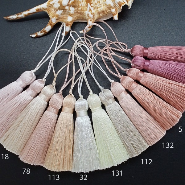 Pastel Nude 2 inch silk tassels, Beige Rose Jewelry tassels, 5cm tassels, Silky tassels, Tiny tassels, Silk tassels invitations, Pink tassel