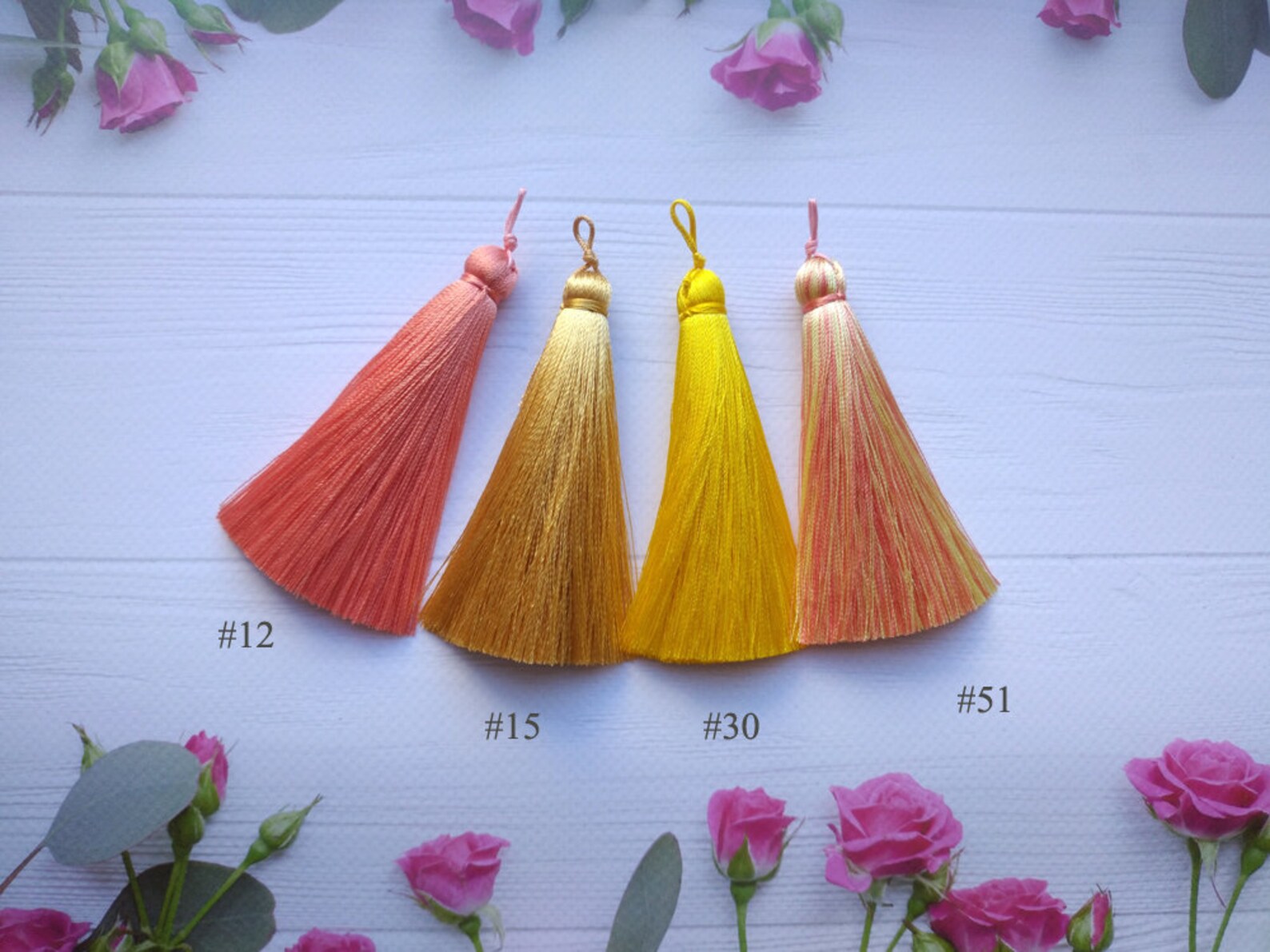 Pink and Gray Silk tassels 3 inches silk tassel Quality Etsy