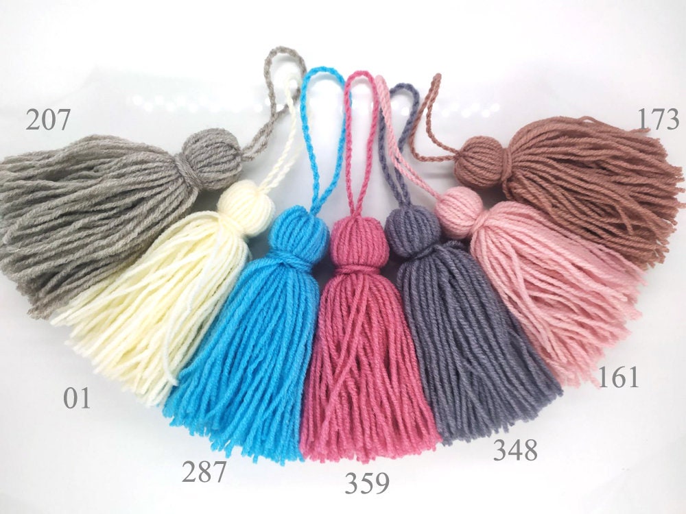 Pastel Wool Yarn tassels 4 inches tassel White wool tassels Etsy