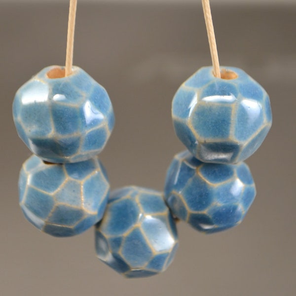 blue ceramic beads porcelain beads glazed ceramic findings boho ceramic beads glazed faceted ceramic blue handmade beads ceramic jewelry