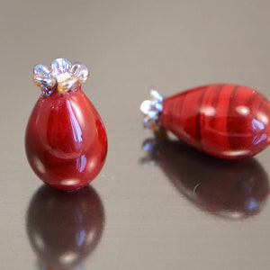 Deep red glass berry beads, Dog-rose beads, Lampwork berries, Miniature Food, Food beads, Fruit jewelry, Lampwork glass beads, Fruit beads