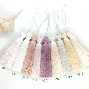 3 inches Beige Silk tassels, Ecru tassel, White tassels, Decor tassels, Mocco tassels, Leather pink tasses, Pale pink tassels, Handmade