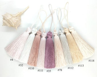 3 inches Beige Silk tassels, Ecru tassel, White tassels, Decor tassels, Mocco tassels, Leather pink tasses, Pale pink tassels, Handmade