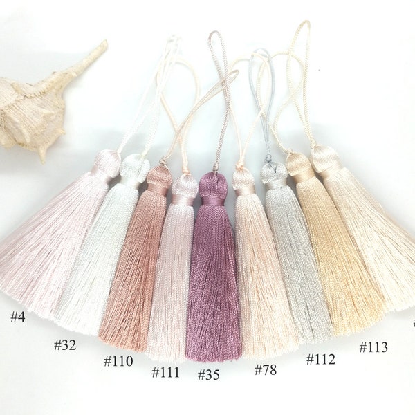 3 inches Beige Silk tassels, Ecru tassel, White tassels, Decor tassels, Mocco tassels, Leather pink tasses, Pale pink tassels, Handmade