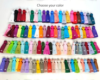 Tiny silk tassel 1.57 inch (4cm), Emerald green tassels, Bubble gum tassels, Mini tassels, Small purple tassels, Pastel silk tassels