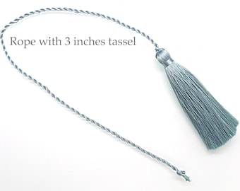 Rope with 3 inches Silk tassels for decoration, 140+ colors, Handmade