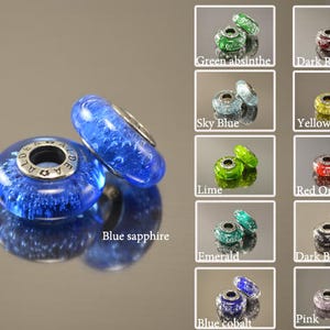 Handmade Lampwork European Charm Bracelet Bead 11 colors Blue Red Green Yellow european Lampwork beads bubbles