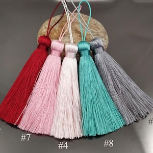 3-Zoll Seidenquaste, 80+ Farben, hochwertige Quasten, DIY Bastelbedarf, Seidenquaste mit Schlaufenbefestigung, lange Quasten, Craft Quasten