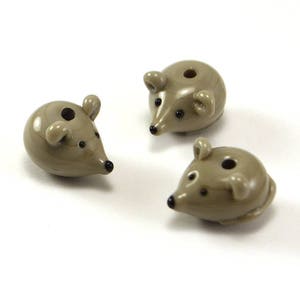 Lampwork handmade glass mouse beads grey mousy miniature animals rat сute small mouse tail beast beads gray image 2