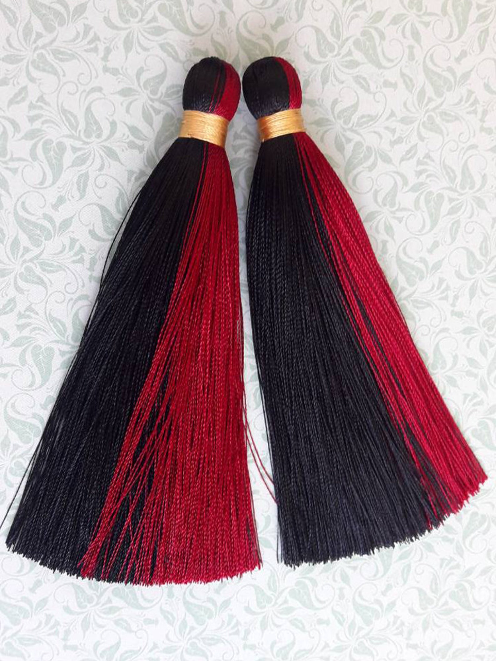 2 Colors Tassels 4 Black and Dark Red Silk Tassels Etsy UK