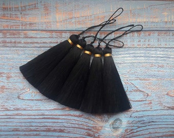 Black and Gold Silk tassels, 3 inches silk tassel, 75mm Tassel, Thick black tassels, Mala Tassel, Tassel pendant, Wholesale tassels