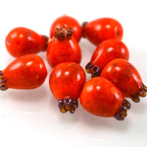 red berries Dog-rose beads briar handmade lampwork Glass beads Artisan lampwork Berry beads jewelry making food forest wood lampwork beads